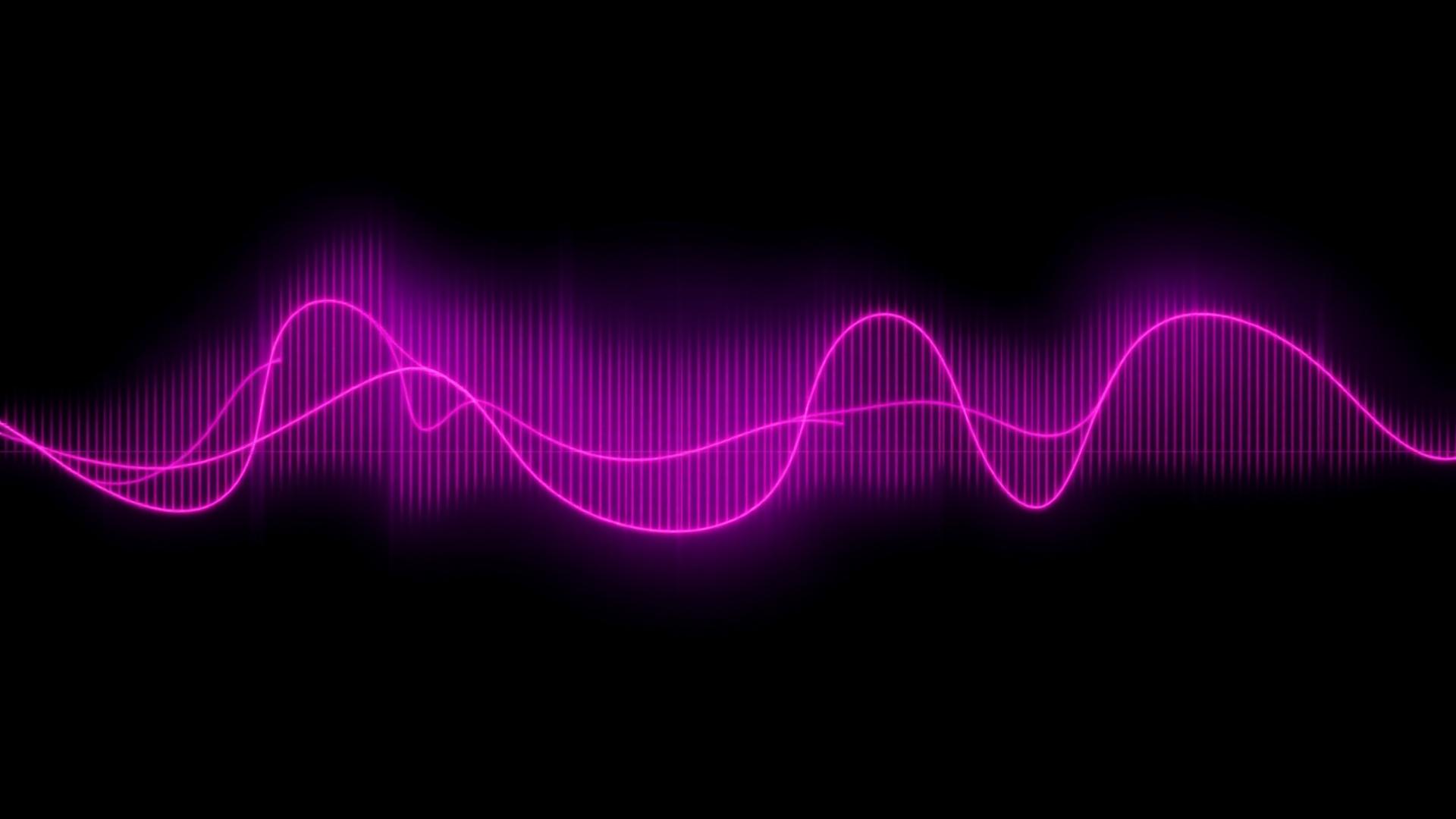 Glowing pink and purple radio waveform